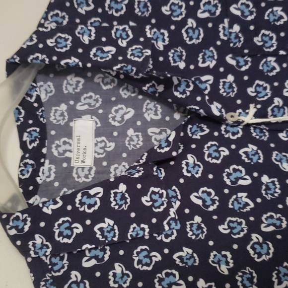 Universal Works Road Shirt In Navy Organic Flower Cotton - Picture 6 of 11